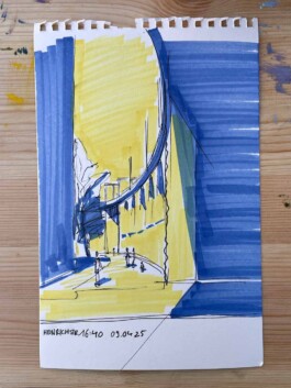 Eine einfache Licht-Schatten-Skizze des Viadukts in Zürich 